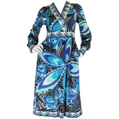 1960s Emilio Pucci Ocean Blue Print Silk Jersey Dress 9