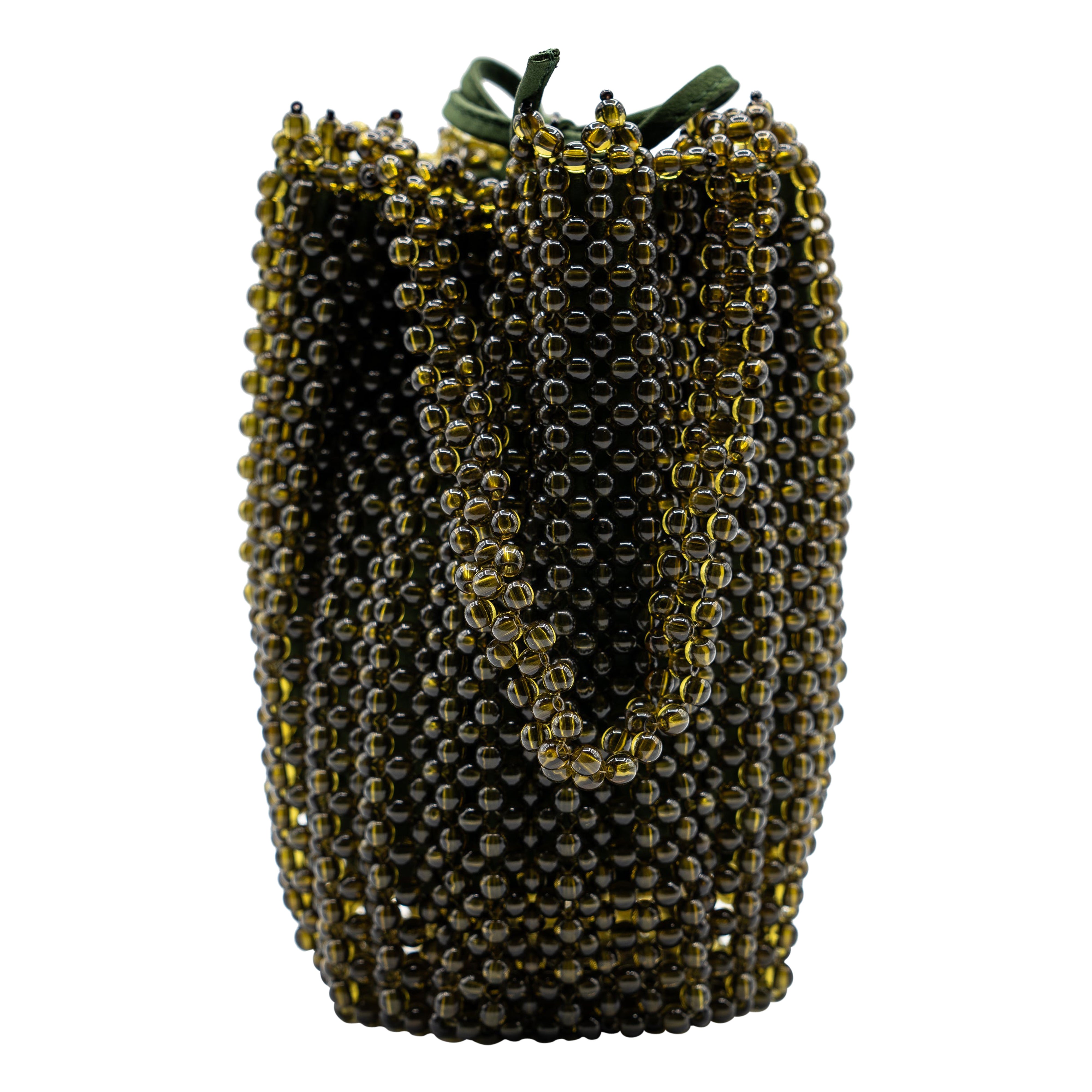 Vintage Bottega Veneta Green Beaded Mini Bag For Sale