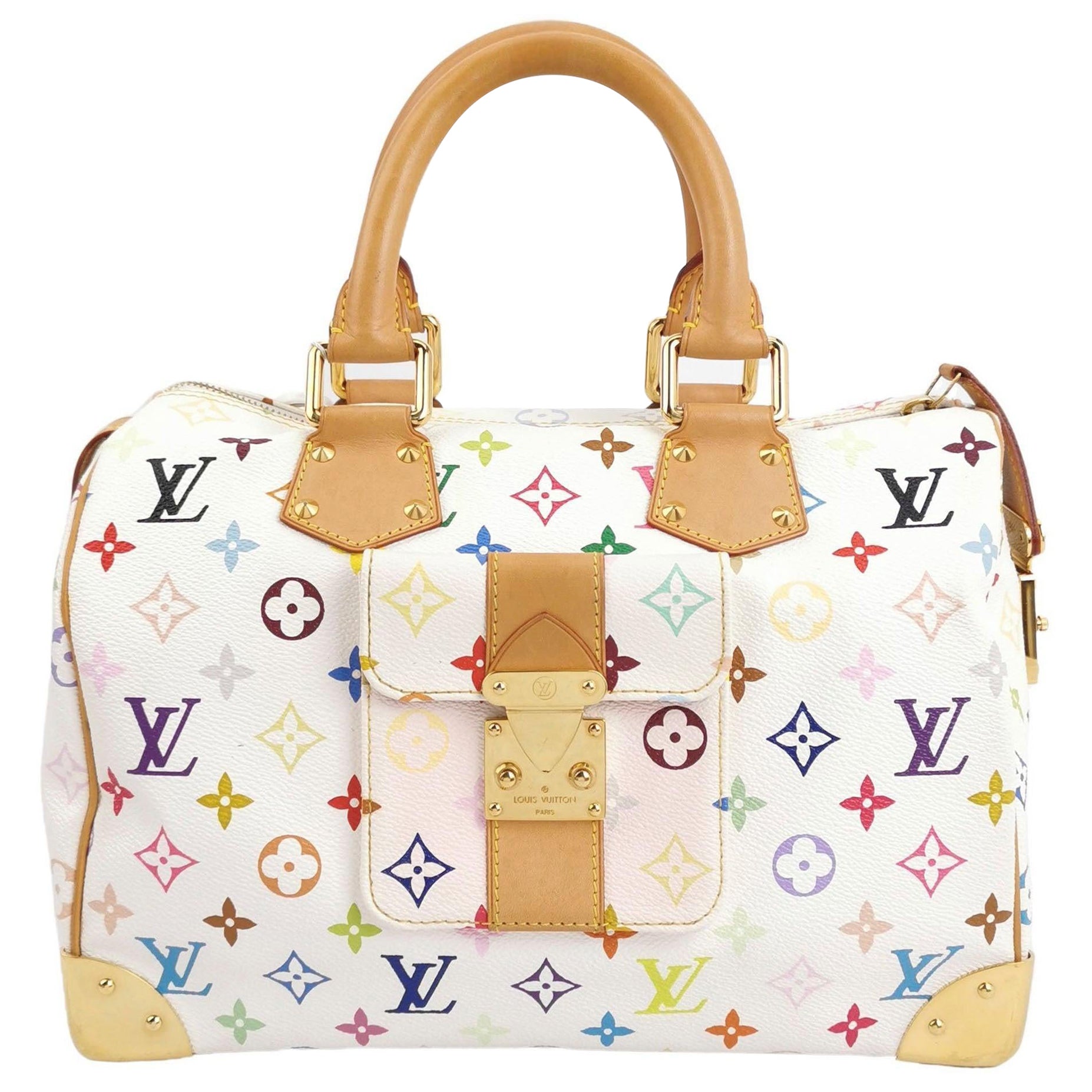 Louis Vuitton x Takashi Murakami Speedy 30 Lock White Multicolor
These are professional photos of the actual bag.
Design by the French fashion house, Louis Vuitton in collaboration with Takashi Murakami.
Condition: VERY GOOD
This authentic preloved/