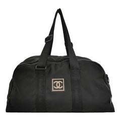 Chanel Travel Line Boston /Bowling Bag Maxi-Tasche aus schwarzem Stoff 2003-2003