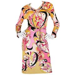 1960s Pucci Pink Silk Jersey Dress w Coppola Crystal Belt 11