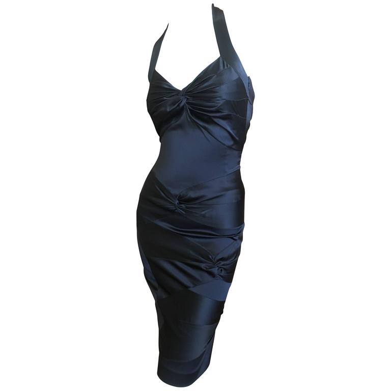 Christian Dior by John Galliano Black Silk Knot Dress For Sale at 1stDibs