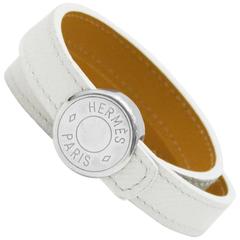 2010 Hermes White  Leather Double Tour Bracelet 