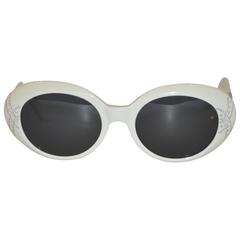 Laura Biagiotti White Accented with Silver Hardware & Studs Sunglasses