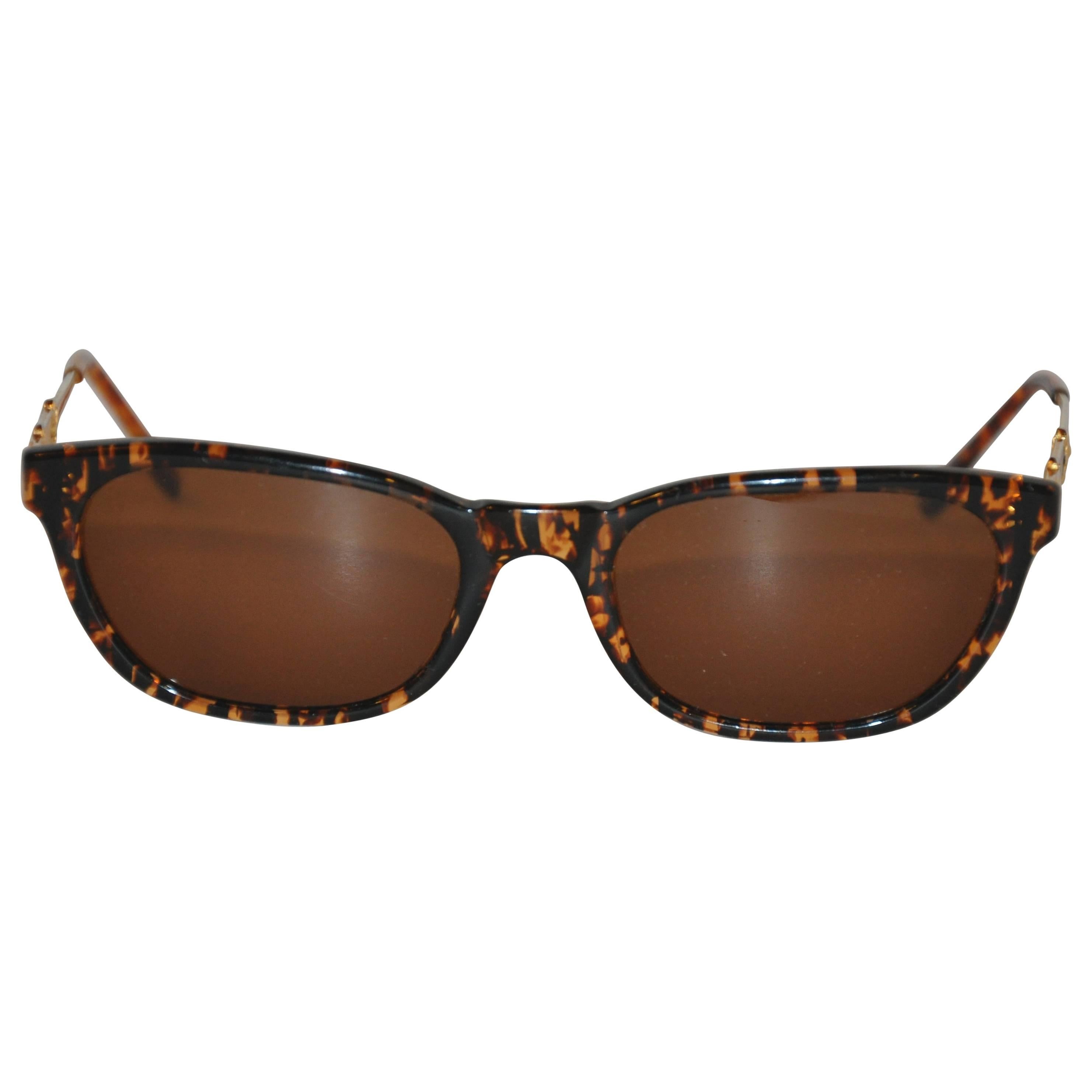 Moschino Tortoise Shell with Interior & Exterior Name-Plate Arms For Sale