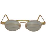 Kansai Yamamoto Matte Goldtöne mit mehrfarbigen „Swirls“-Sonnenbrille