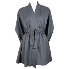 early 1980
s AZZEDINE ALAIA muted teal gabardine wrap jacket