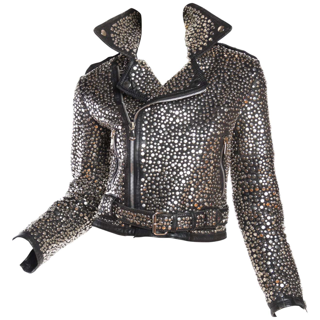 Phenomenal Leather Biker Jacket Completely Covered in Metal Studs at ...