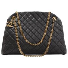 Chanel Mademoiselle Black Quilted Calfskin Leather Shoulder Bowling Bag