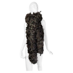 2000er Jahre DARK BROWN PHEASANT FEATHERS MAXI SCARF