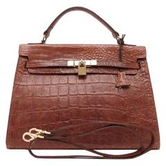 Vintage Mulberry Kelly Bag aus Leder mit Krokoprägung und Schulterriemen. Roger Saul