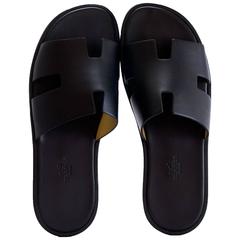 Hermes Men Sandals Izmir Veau Leather Black Color 42 Size 2017