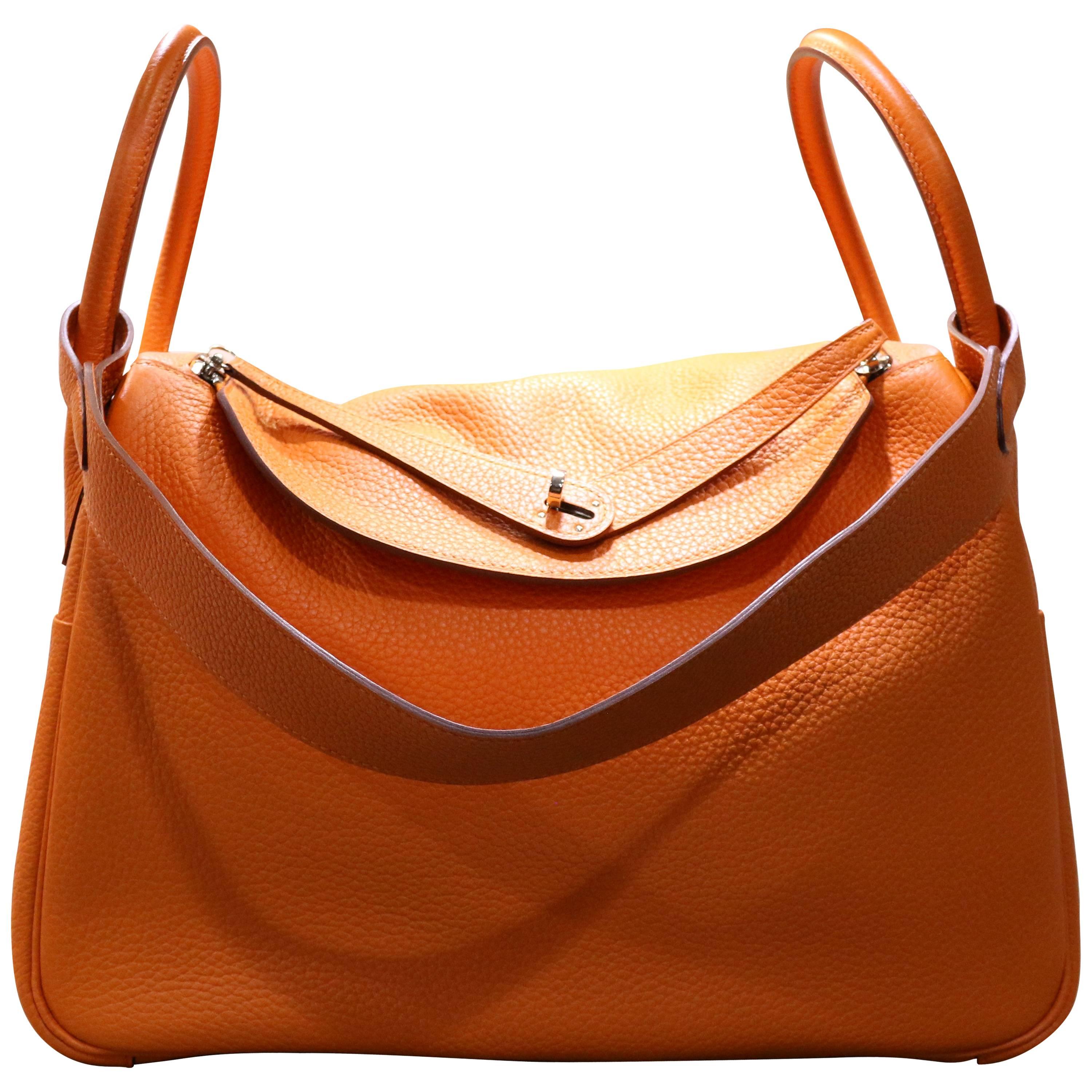 Hermes Lindy Orange 34cm Taurillon Clemence