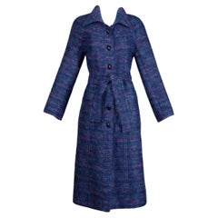 Fine anni '70/inizio anni '80 Bernard Perris, trench vintage viola e blu in mohair