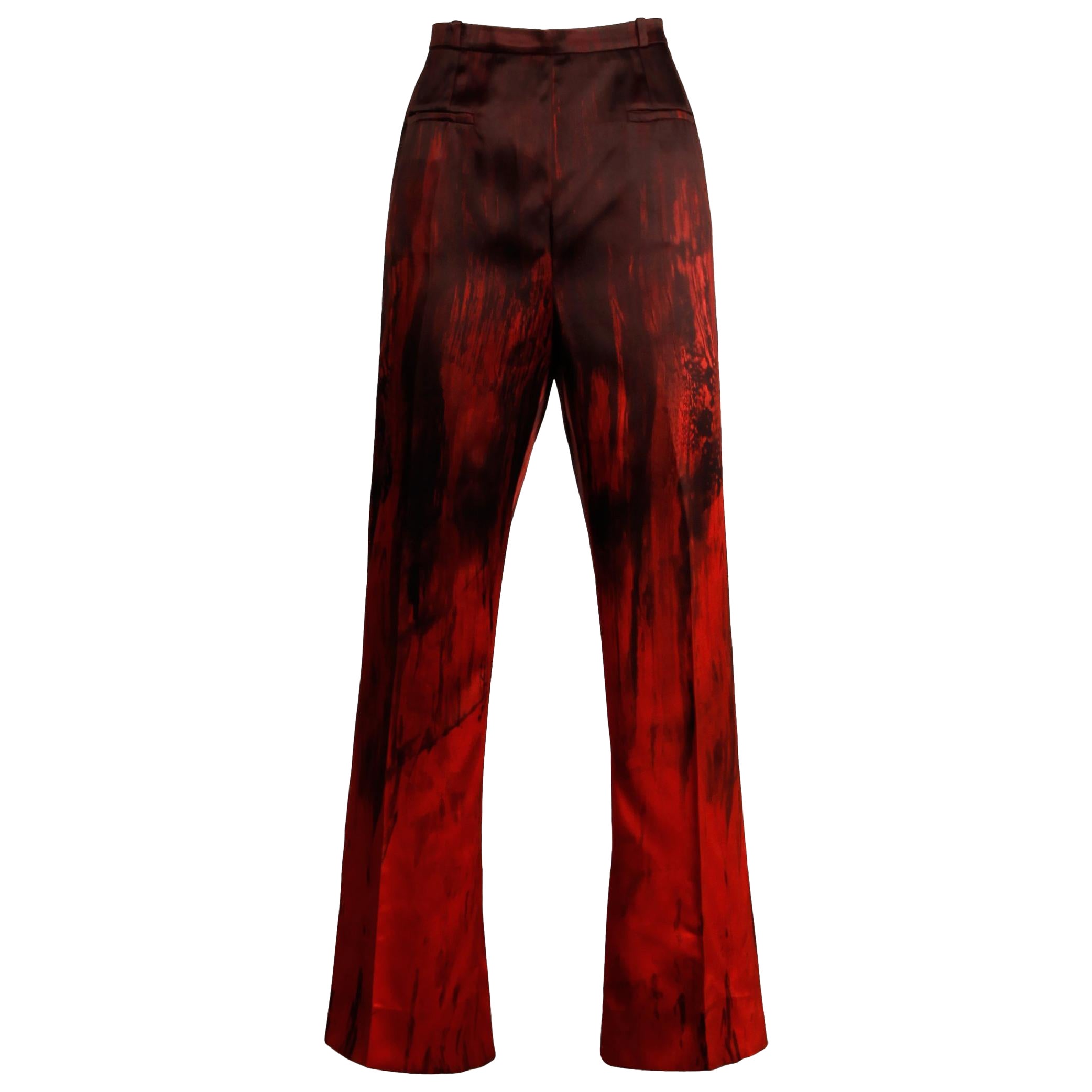 Pantaloni anni '90 Jean-Louis Scherrer Vintage Dipinti di Rosso e Nero in vendita