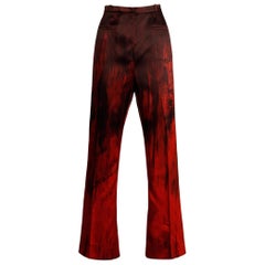1990s Couture Jean-Louis Scherrer Vintage Painted Red + Black Trousers/ Pants
