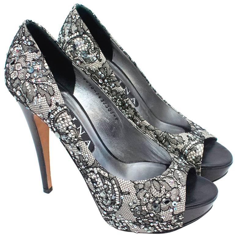 Gina Lace Platform Pumps With Diamantes For Sale