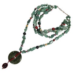 Chinoiserie Aventurine and Cinnabar Necklace