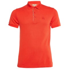 Burberry Red Cotton Knit Polo T-Shirt S