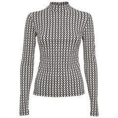 Valentino Black/White V Optical Print Jersey Top XS