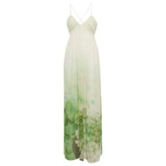Class by Roberto Cavalli Green Floral Print Silk Maxi Dress M