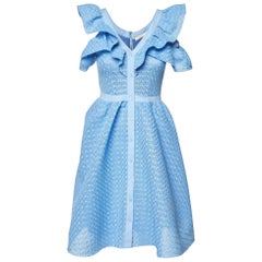 Maje Blaues gerafftes Kleid mit kalten Schultern aus Spitze Reglisse S