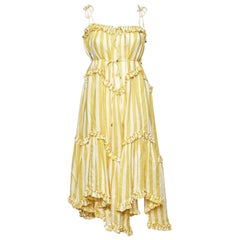 Zimmermann Yellow Stripe Print Linen Flared Midi Dress XS