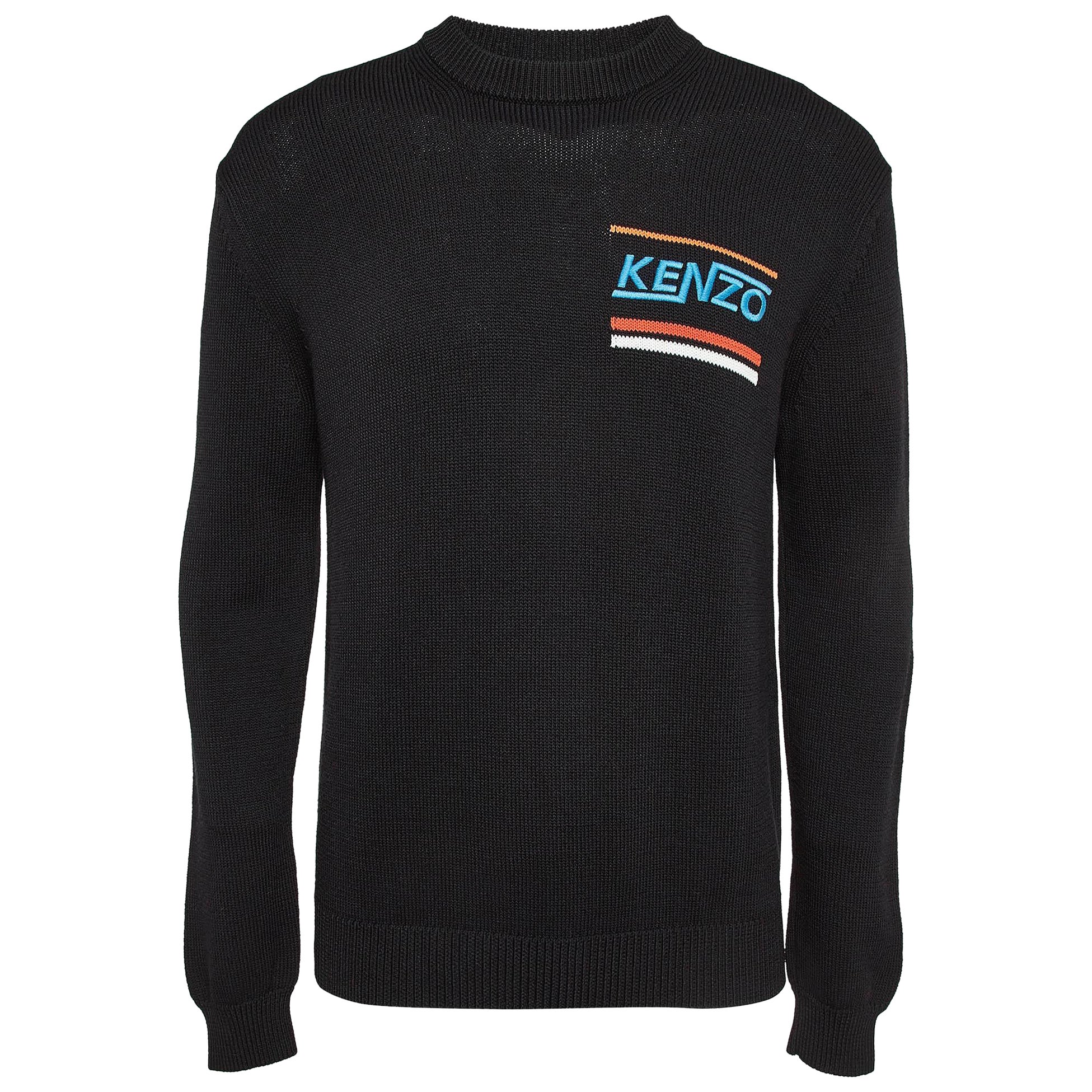 Kenzo Black Embroidered Rib Knit Jumper M