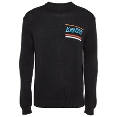 Kenzo Jumper noir en tricot côtelé brodé M.
