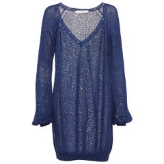 Stella McCartney Navy Blue Sequin Knitted Mini Dress M