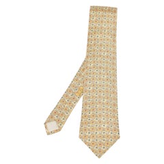 Hermès Yellow Whimsical Pinwheel Print Silk Traditional Tie