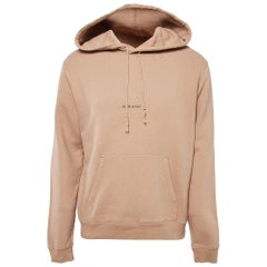 Saint Laurent Felpa con cappuccio in cotone con stampa logo beige I.L.A.