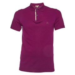 Burberry Brit Polo de punto de piqué de algodón morado con logotipo bordado S