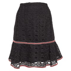 Sandro Black Richard Chain-Link Lace Flounce Skirt L