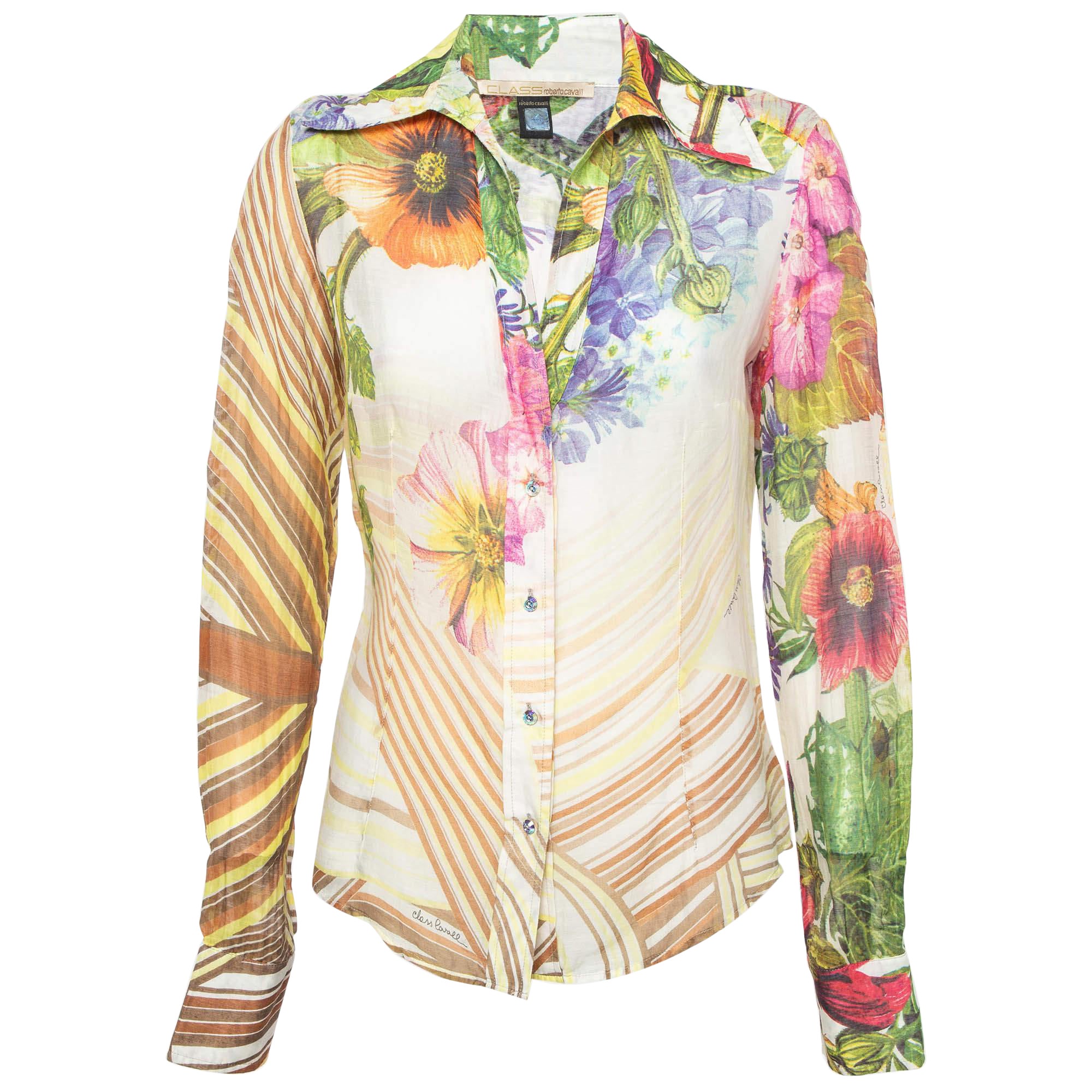 Class by Roberto Cavalli - Camicia in misto cotone stampata multicolore L. in vendita
