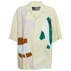 Jacquemus - Camicia beige in crepe stampata La Chemise Jean XXL