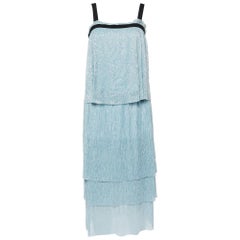 Maje Blaues Lurex-Strick-Top-Set L/M