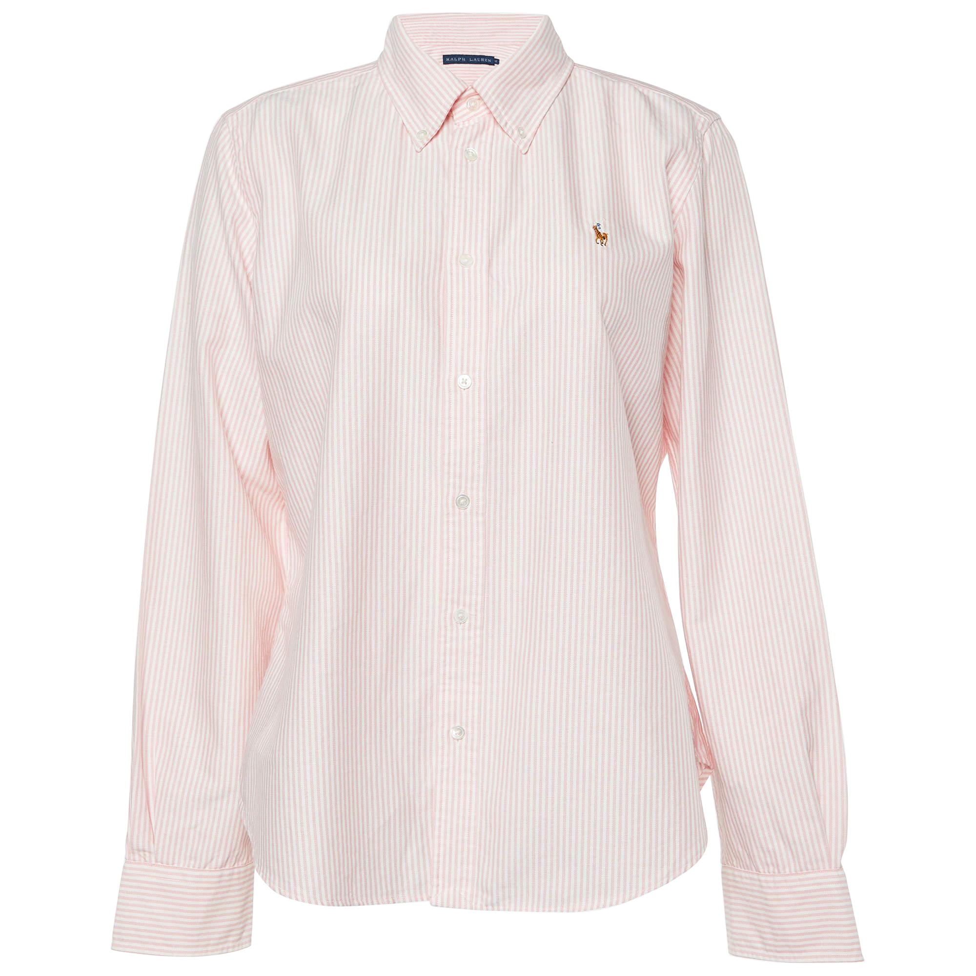 Ralph Lauren - Camicia abbottonata gessata rosa XL