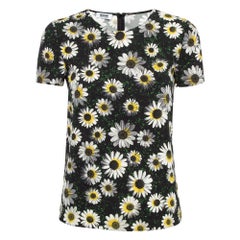 Moschino Cheap and Chic Black Floral Printed Crepe Top S