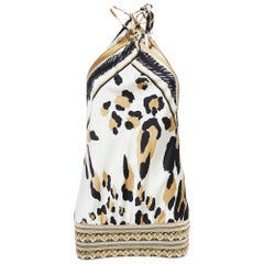 Class by Roberto Cavalli - Top con scollo ad aletta in raso marrone - M. I.