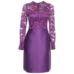 CH Carolina Herrera Purple Lace and Satin Short Dress XS