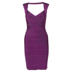 Herve Leger Vestido de punto de venda rosa magenta XXS