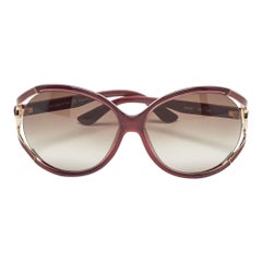 Occhiali da sole oversize Salvatore Ferragamo bordeaux/marrone sfumato Gancini