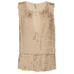 Bottega Veneta Beige Top in seta con cravatta anteriore S