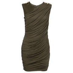 Balmain Minivestido acampanado de punto elástico verde oliva M