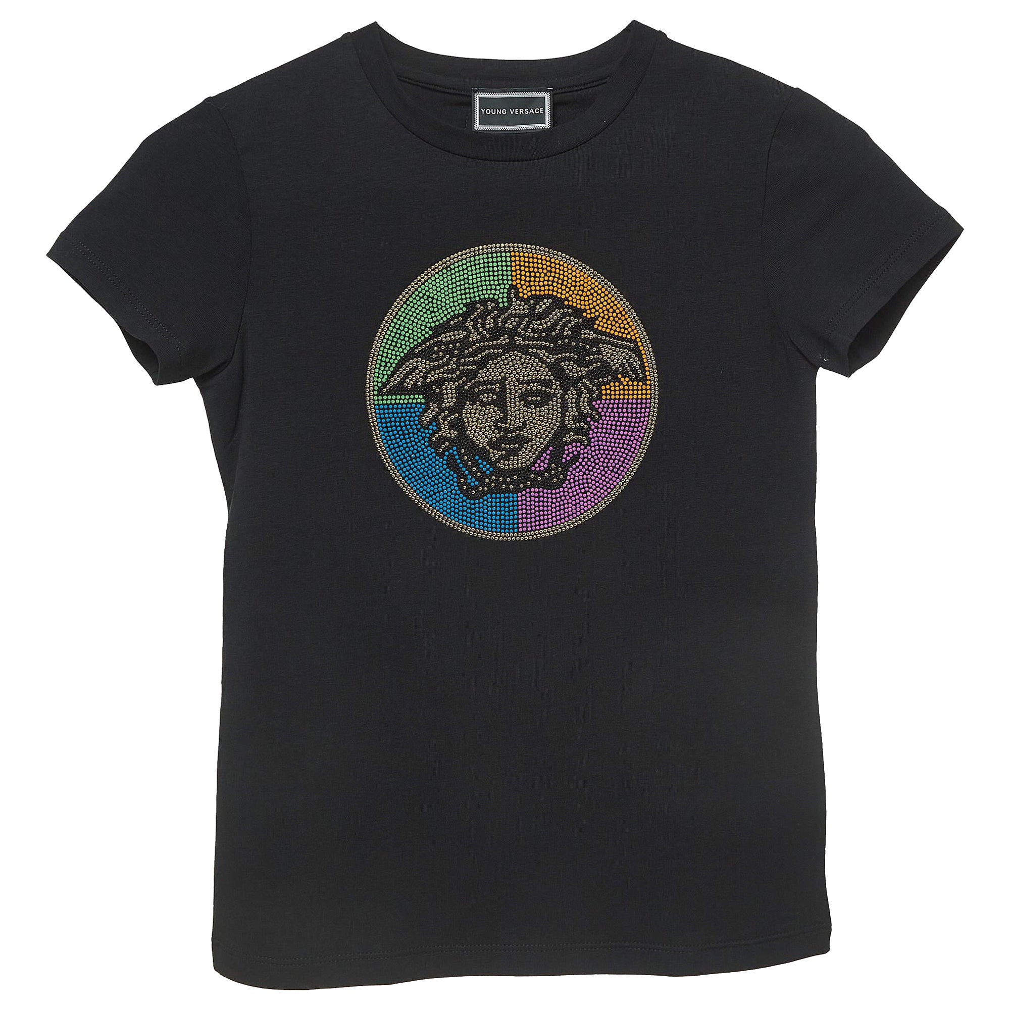 Camiseta Versace Joven de Algodón Adornada con Medusa Negra (10 Años)
