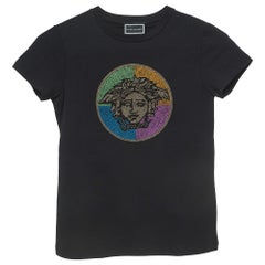 Maglietta Versace nera in cotone con Medusa (10 anni)