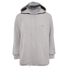 Balenciaga Grey Cotton Knit Oversized Hoodie S