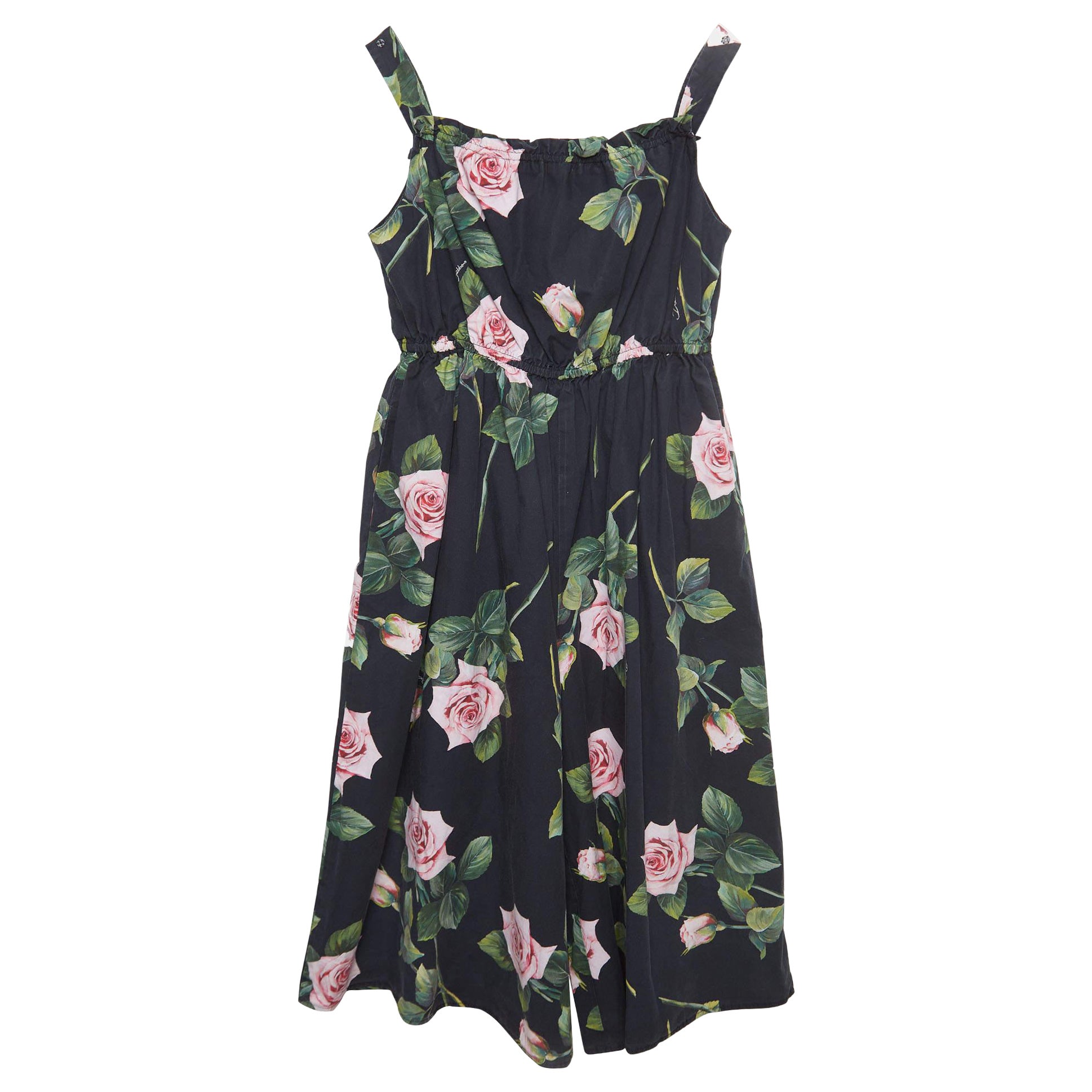 Combinaison en popeline de coton imprimée de roses noires Dolce & Gabbana (11-12 Yrs)