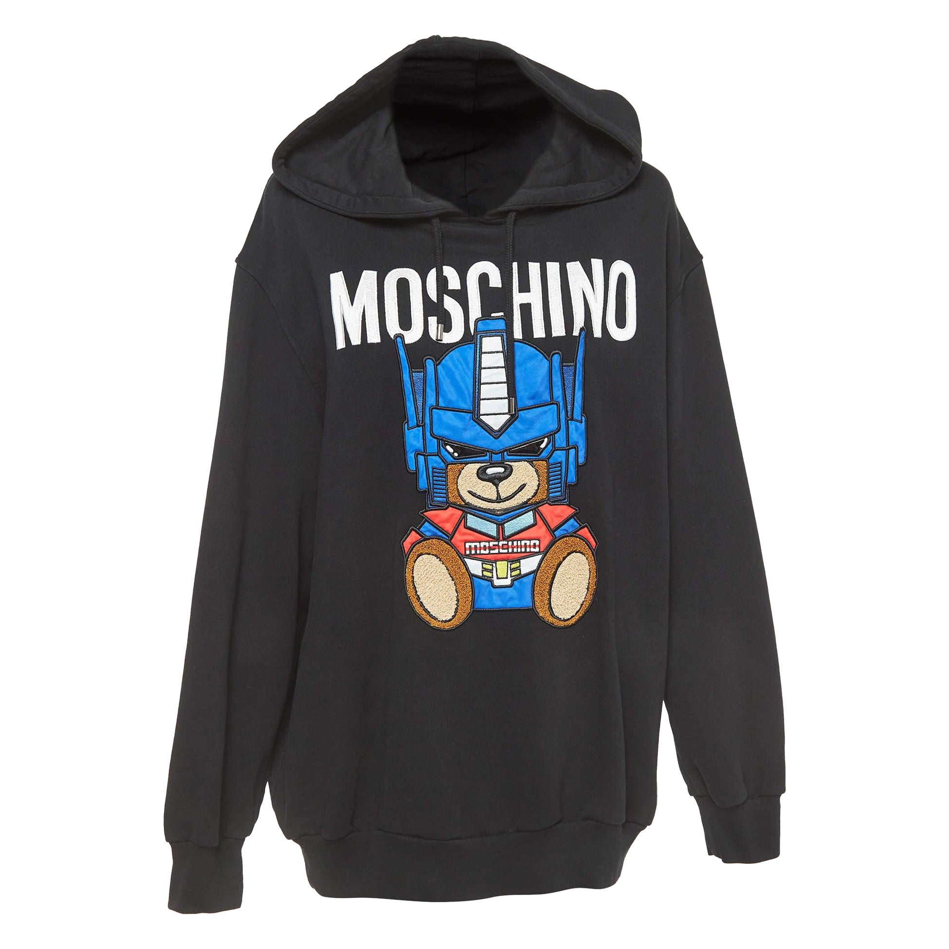 Moschino Couture Black Transformer Teddy Cotton Hoodie M For Sale